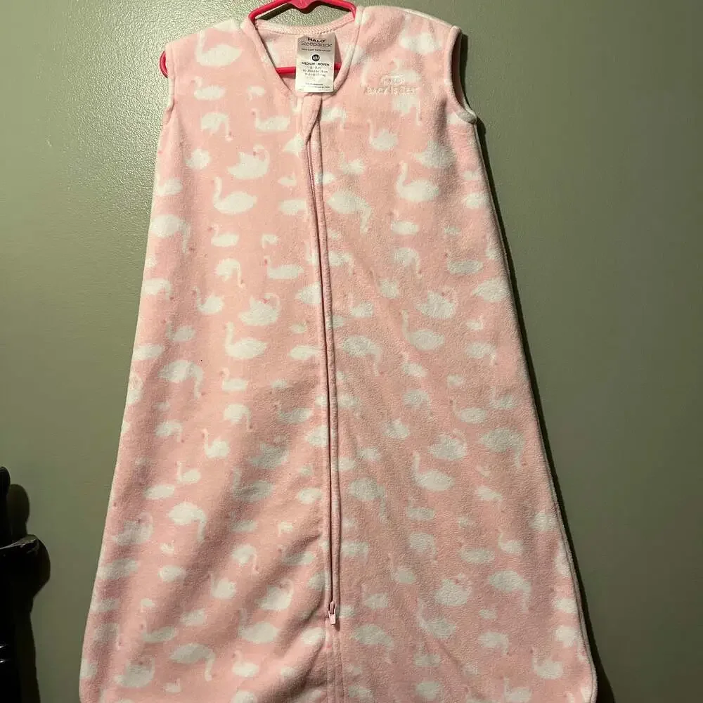 Halo Sleepsack Wearable Blanket, Pink Stars Fleece, Size Small (6-12 months)